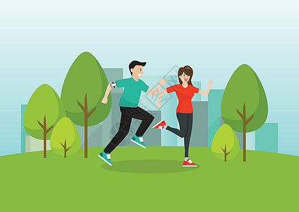 男人和女人在公共场合跑步有氧运动民众训练成人女性景观网络运动男人赛跑者图片