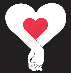 一只手握着另一只手标志的爱情艺术 vecto女性青少年精神妻子女士团队插图帮助商业卡通片图片