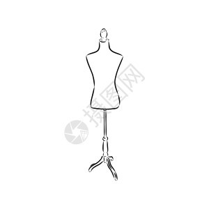 孤立在白色背景上的人体模型的插图裙子商业裁缝按钮缝纫套装服装纺织品店铺磁带图片