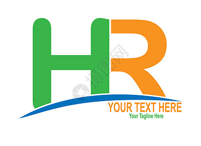 字母 H 和 R  标志设计和品牌 de 的颜色平面样式图片