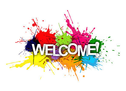WelcomeWELCOME 彩色喷漆上的短语设计图片