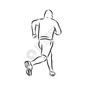 矢量图 插图显示了一名运动员 奔跑者 运动 竞技的专注活动艺术品跑步力量绘画竞赛男性速度身体图片