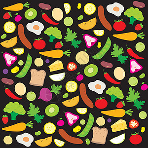水果蔬菜健康食品厨师成分营养卡通 vecto洋葱柠檬香蕉美食柿子面包大豆胡椒插图玫瑰图片