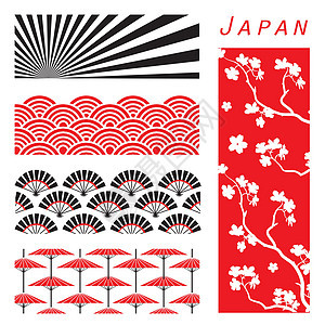 日本模式和日本无缝壁纸背景 vecto图片