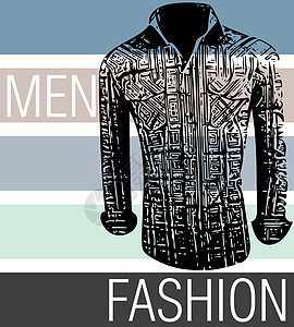 男士时尚衬衫袖子套装商业纺织品男性绘画服饰男装店铺裙子图片