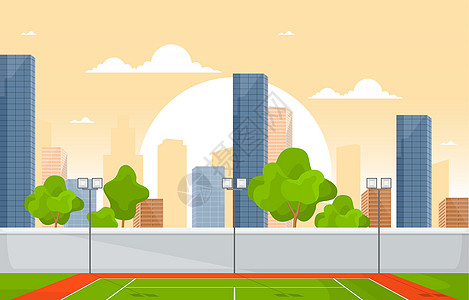 户外网球场运动游戏娱乐卡通城市景观活动多边形球拍法庭公园操场乐趣场地比赛闲暇图片