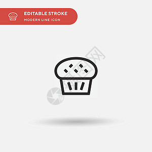 Muffin 简单向量图标 说明符号设计模板 f庆典生日插图浆果奶油杯子早餐餐厅小吃食物图片