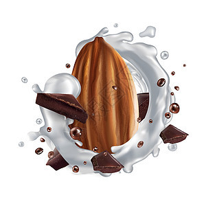 带巧克力和奶水的杏仁甜点厨房奶制品维生素美食牛奶配料糖果产品液体图片