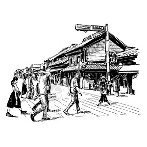 京都日本城市景色的图画场景地标文化地区景观草图历史传统建筑学旅游图片