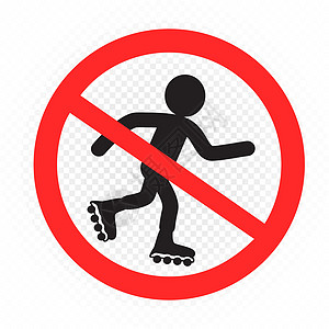 轮滑禁令标志符号危险跑步风险滑冰男性女性红色运动男人溜冰者图片