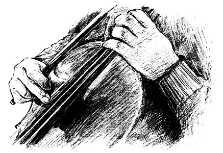 古典音乐家演奏乐器手绘画的绘画韵律草图音乐家插图字符串中提琴线条学习小提琴玩家图片
