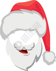 圣诞老人帽子和胡子红色面具派对胡须乐趣插图图片