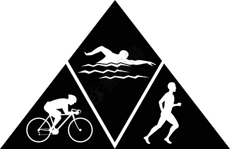 Triathlon运动赛泳和赛车三角黑白图片