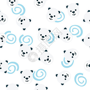 熊头和蓝螺旋的无缝模式熊猫动物园竹子艺术墙纸卡通片打印林地装饰品工艺图片