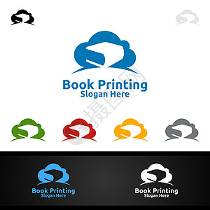用于图书销售 书店 媒体 零售 广告 报纸或纸务局的云帐印刷公司Vector Logo设计图片