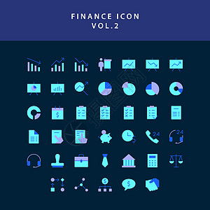 商业和财务图标平板风格设计套第2卷图片