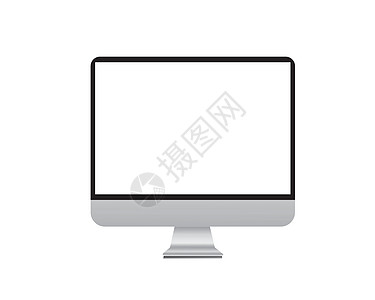 逼真的矢量数字白色台式电脑显示屏智能手机平板电脑便携式笔记本电脑或笔记本电脑和平板电脑 概述样机电子设备电话监控线简单隔离矢量集图片