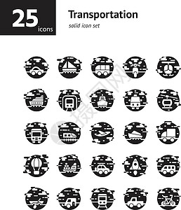 运输固态图标集 矢量和说明图片