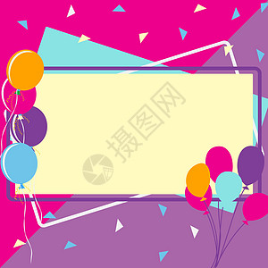 生日框架 庆祝 b日图标集 手画元素橡皮狂欢假期派对塑料喜悦空气纪念日紫色享受图片