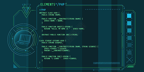 HUD与代码PHP部分的接口要素文本软件用途图表编程电子产品网络机器技术数字化图片