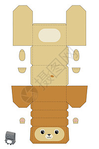 派对礼品盒狮子设计用于糖果小礼物面包店 包模板伟大的设计适用于任何目的生日迎婴派对 矢量股票图图片