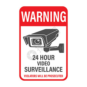 警告 24 小时视频监控 矢量视频监控标志与 inscriptio电路安全插图绘画草图电气警卫技术镜片控制图片
