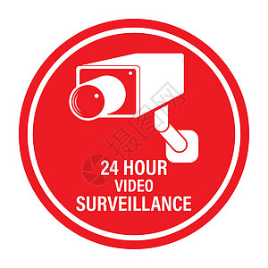 24小时视频监控 矢量视频监控标志与题词 空轮廓监视安全控制警告技术镜片插图电气领土电路图片