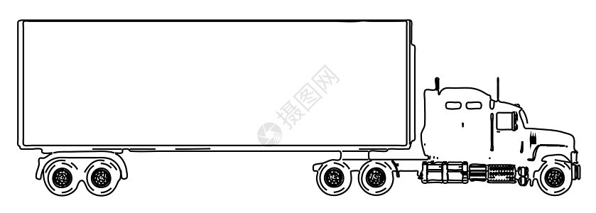 卡车牵引车和拖车商品发动机送货货物拖拉机驾驶室插图运输司机钻机背景图片