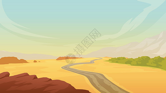 非洲风景炎热的沙漠景观与 san 上的道路设计图片