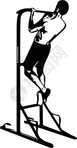 在 Gy 中用 Trx 健身带做 Crossfit 俯卧撑的人的图画运动插图男性福利身体娱乐活动男人肌肉培训师图片