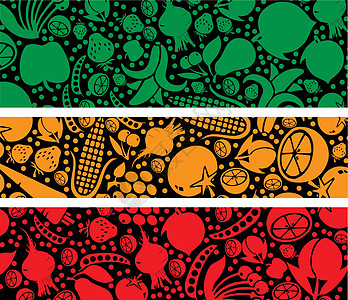 水果和蔬菜图案 它制作图案矢量叶子玉米厨房柠檬厨师烹饪收成美食沙拉维生素图片