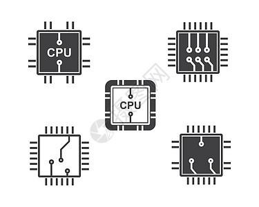 电路板线 cpu 芯片图标标志插图 vecto计算半导体芯片组硬件科学处理器工程概念记忆母板背景图片