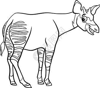 卡通 okapi 漫画动物角色着色书 pag图片