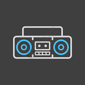 Boombox 盒式立体声录音机矢量图标在深色背景上图片