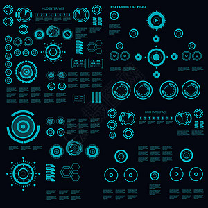 未来派蓝色虚拟图形触摸用户界面控制传感器游戏屏幕雷达导航用户界面控制板展示图片