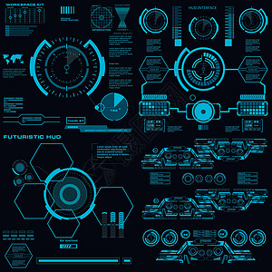 未来派蓝色虚拟图形触摸用户界面雷达传感器插图创新圆圈控制板界面数据图标屏幕图片