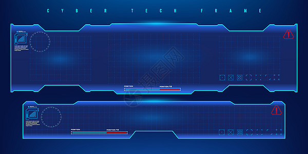HUD 网络技术框架 未来派虚拟屏幕框架航海传感器显示器运动设计雷达展示蓝色图标控制板图片