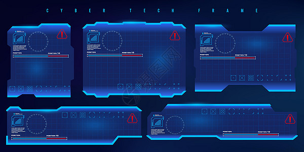 HUD 网络技术框架 未来派虚拟屏幕框架控制界面控制板雷达航海创新图标插图柜台传感器图片