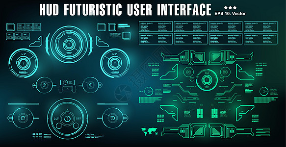 科幻未来派 hud 仪表板显示虚拟现实技术 scree运动测试柜台游戏显示器创新设计插图用户雷达图片