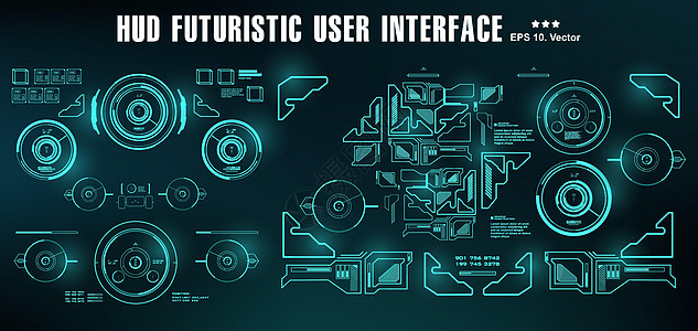 科幻未来派 hud 仪表板显示虚拟现实技术 scree蓝色测试界面传感器柜台测量导航数据屏幕运动图片