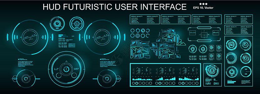 科幻未来派 hud 仪表板显示虚拟现实技术 scree插图测试显示器展示柜台创新蓝色屏幕游戏用户图片