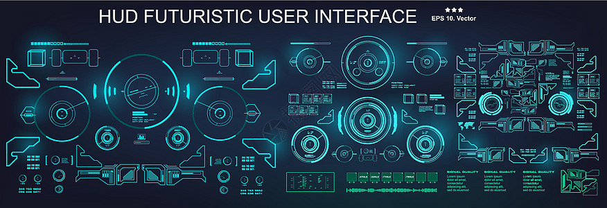 科幻未来派 hud 仪表板显示虚拟现实技术 scree测量雷达控制界面控制板航海圆圈屏幕用户导航图片