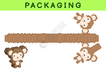 派对礼品盒模切猴子设计 适合糖果小礼物面包店 包模板伟大的设计用于任何目的生日婴儿淋浴 spinata 矢量股票图图片