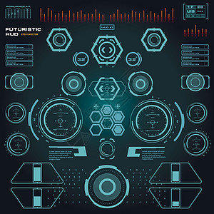 未来派蓝色虚拟图形触摸用户界面传感器雷达导航控制展示玻璃航海数据圆圈高科技图片