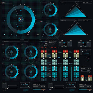 未来派蓝色虚拟图形触摸用户界面游戏玻璃商业雷达展示数据控制导航界面插图图片