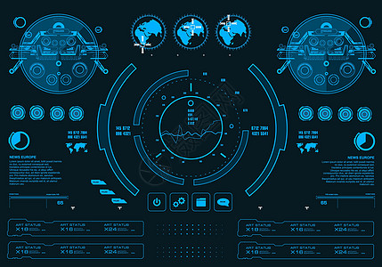 未来派虚拟图形触摸用户界面目标插图游戏柜台控制板界面航海创新技术运动高科技图片