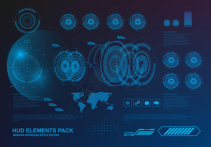 未来派虚拟图形触摸用户界面目标用户展示插图全球传感器导航系统界面显示器控制图片