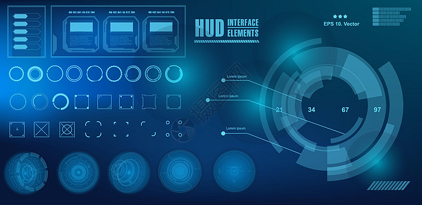 未来派虚拟图形触摸用户界面目标插图游戏导航系统界面技术控制板创新传感器控制图片