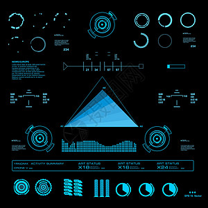 未来派虚拟图形触摸用户界面用户展示玻璃圆圈雷达数据航海屏幕系统技术图片