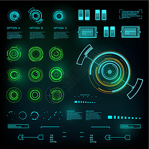 未来派虚拟图形触摸用户界面圆圈插图游戏显示器运动数据控制导航系统用户图片